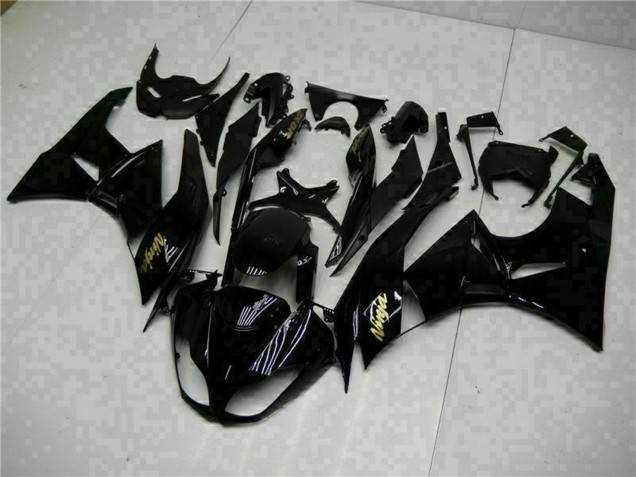2009-2012 Glossy Black Gold Ninja Kawasaki ZX6R Motorcycle Fairings Australia
