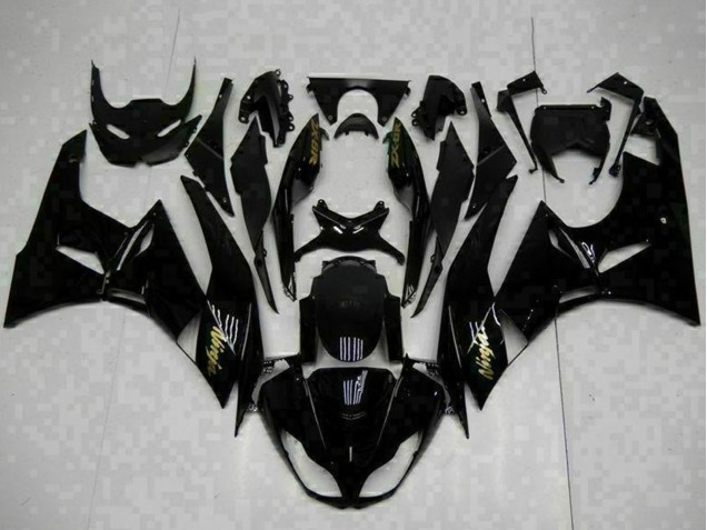 2009-2012 Glossy Black Gold Ninja Kawasaki ZX6R Motorcycle Fairings Australia