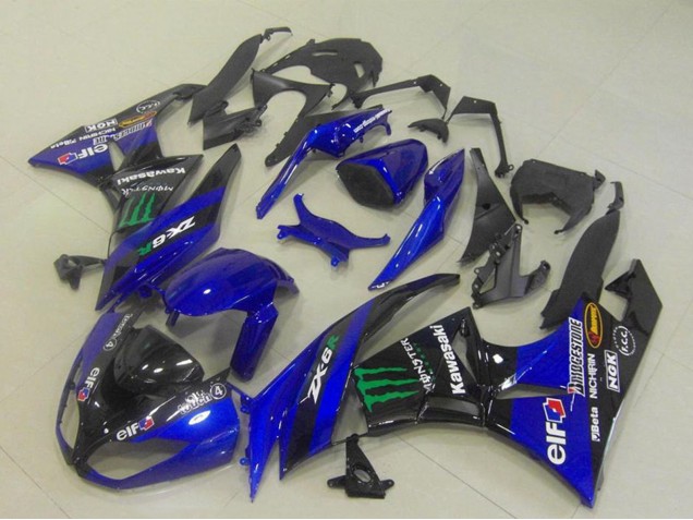 2009-2012 Blue Glossy Black Green Elf Monster Bridgestone Kawasaki ZX6R Motorcycle Fairings Australia