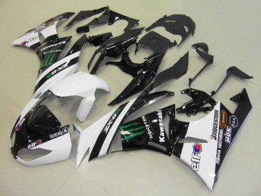 2009-2012 White Glossy Black Green Elf Touch4 Monster Bridgestone Kawasaki ZX6R Motorcycle Fairings Australia
