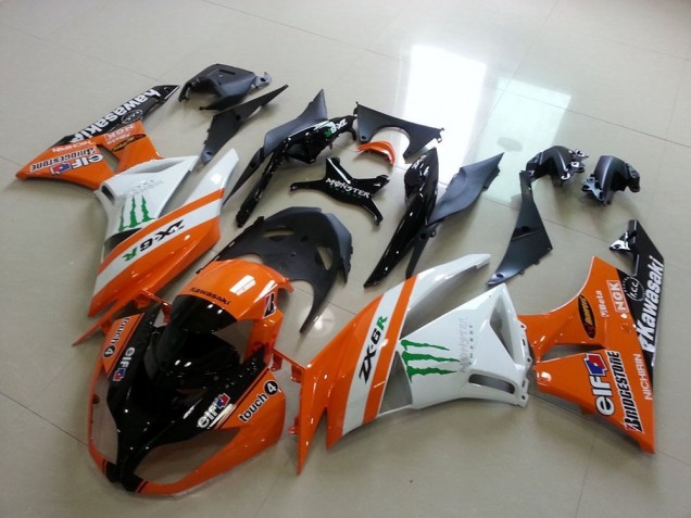 2009-2012 Orange White Glossy Black Green Elf Bridgestone Monster Kawasaki ZX6R Motorcycle Fairings Australia