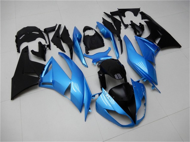 2009-2012 Light Blue Glossy Black Kawasaki ZX6R Motorcycle Fairings Australia