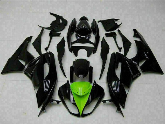 2009-2012 Glossy Black Green Kawasaki ZX6R Motorcycle Fairings Australia