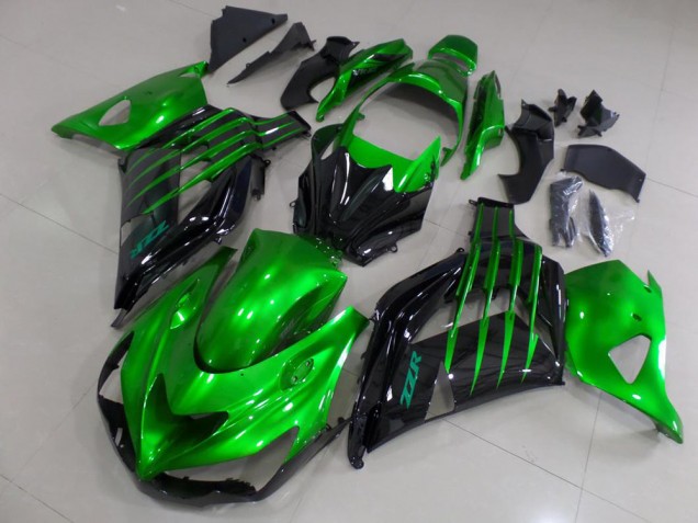 2012-2024 Green Glossy Black Kawasaki ZX14R ZZR1400 Motorcycle Fairings Australia