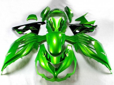 2012-2024 Green Glossy Black Kawasaki ZX14R ZZR1400 Motorcycle Fairing Australia