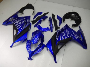 2013-2024 Blue Black White Flame Kawasaki Ninja 300 EX300R Motorcycle Fairings Australia
