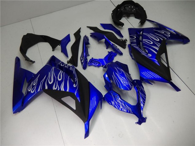 2013-2024 Blue Black White Flame Kawasaki Ninja 300 EX300R Motorcycle Fairings Australia