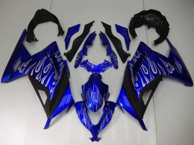 2013-2024 Blue Black White Flame Kawasaki Ninja 300 EX300R Motorcycle Fairings Australia
