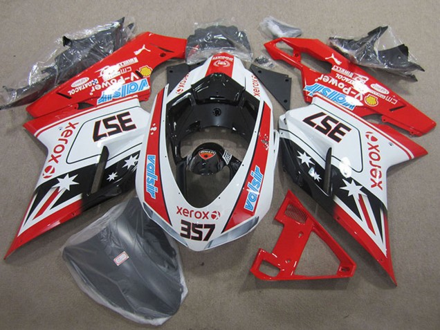 2007-2014 White Red Black Xerox 357 Ducati 1098 Motorcycle Fairings Australia