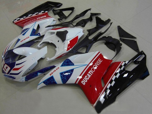 2007-2014 White Red Black Blue Corse 69 Ducati 1098 Motorcycle Fairings Australia