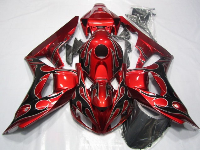 2006-2007 Red Glossy Black Flame Honda CBR1000RR Motorcycle Fairing Australia