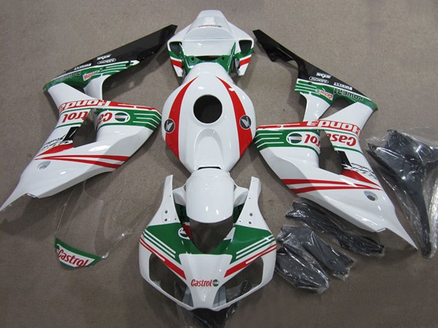 2006-2007 White Red Green Glossy Black Castrol Honda CBR1000RR Motorcycle Fairings Australia