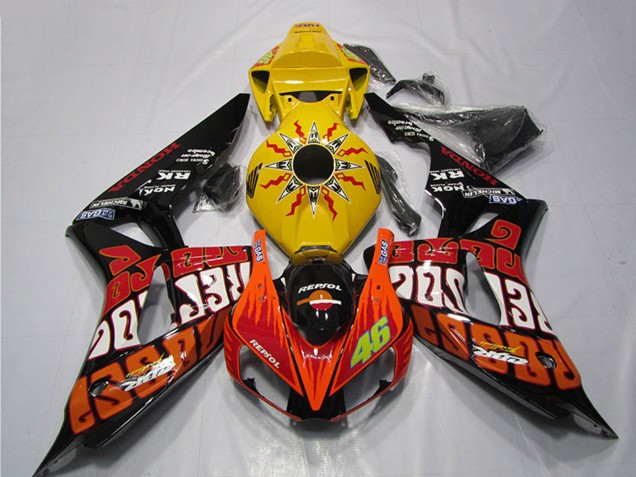 2006-2007 Yellow Orange Glossy Black Rossi Repsol 46 Honda CBR1000RR Motorcycle Fairings Australia