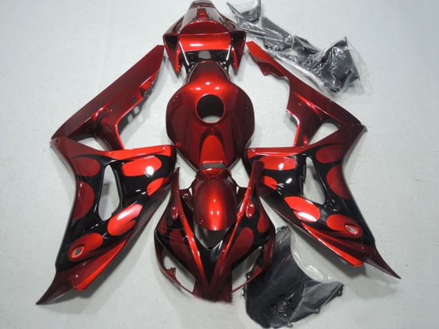 2006-2007 Red Glossy Black Flame Honda CBR1000RR Motorcycle Fairings Australia