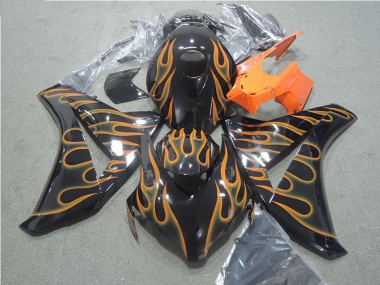 2008-2011 Glossy Black Orange Flame Honda CBR1000RR Motorcycle Fairings Australia
