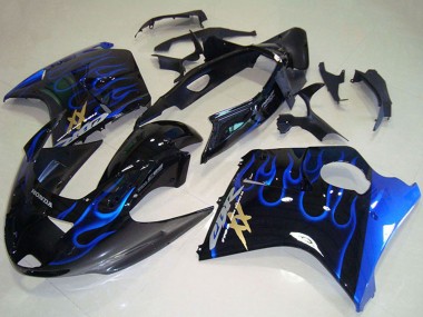 1996-2007 Glossy Black Blue Flame Honda CBR1100XX Blackbird Abs Motorcycle Fairings Australia