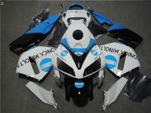 2005-2006 White Blue Glossy Black Konica Minolta Honda CBR600RR Motorcycle Fairing Australia