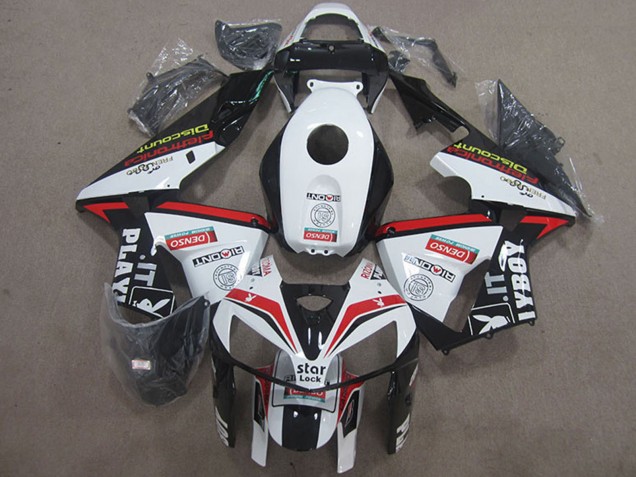 2005-2006 White Red Black Star Lock Playboy Honda CBR600RR Motorcycle Fairings Australia