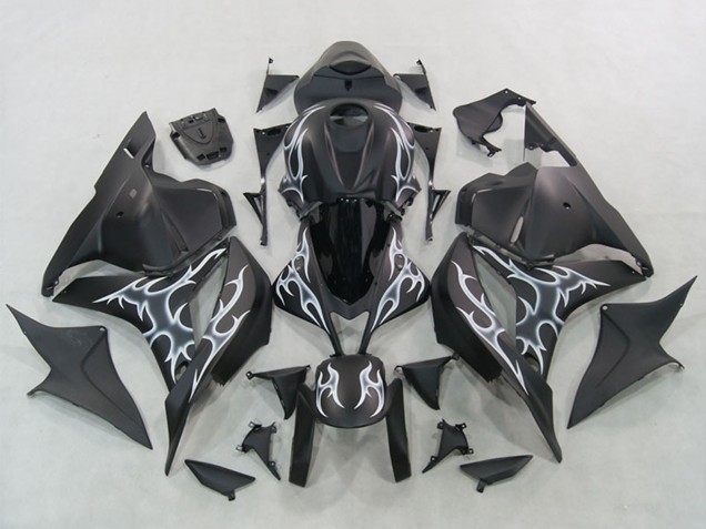 2007-2008 Matte Black Silver Flame Honda CBR600RR Motorcycle Fairings Australia