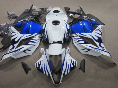 2009-2012 White Blue Flame Honda CBR600RR Motorcycle Fairings Australia