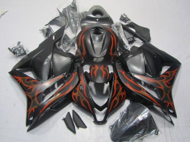 2009-2012 Matte Black Orange Flame Honda CBR600RR Motorcycle Fairings Australia