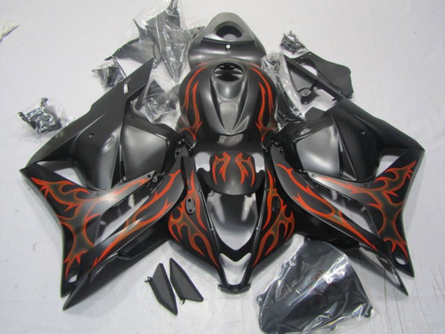 2009-2012 Matte Black Orange Flame Honda CBR600RR Motorcycle Fairings Australia