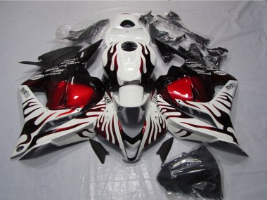 2009-2012 White Red Glossy Black Flame Honda CBR600RR Motorcycle Fairings Australia
