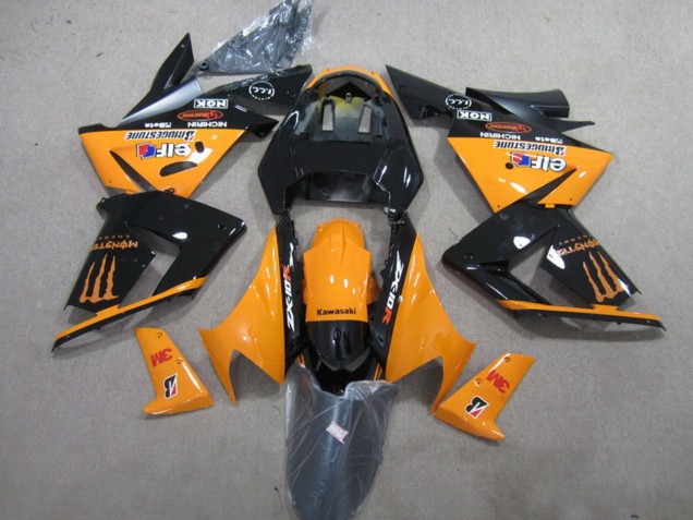 2004-2005 Orange Glossy Black 3M Monster Kawasaki ZX10R Motorcycle Fairings Australia