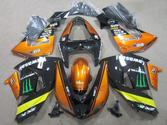 2006-2007 Orange Yellow Glossy Black Green Monster Kawasaki ZX10R Motorcycle Fairings Australia
