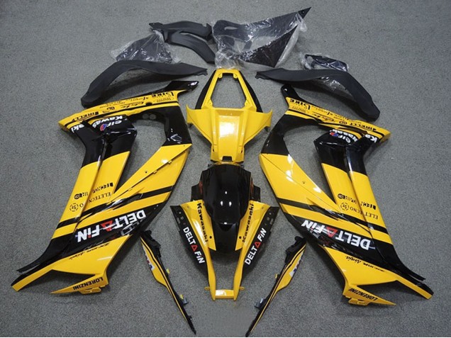 2011-2015 Yellow Glossy Black Delt Fin Kawasaki ZX10R Motorcycle Fairings Australia