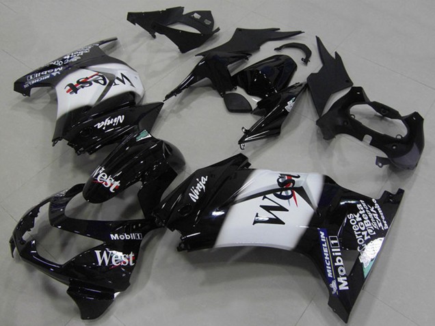 2008-2012 Glossy Black White West Kawasaki ZX250R Motorcycle Fairings Australia
