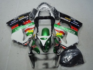 2000-2002 White Green Red Yellow Black Star EuroBet Kawasaki ZX6R Motorcycle Fairings Australia