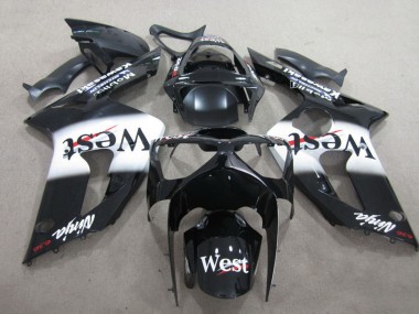2003-2004 Glossy Black White West Kawasaki ZX6R Motorcycle Fairing Australia