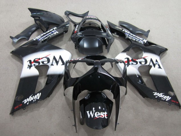 2003-2004 Glossy Black White West Kawasaki ZX6R Motorcycle Fairing Australia