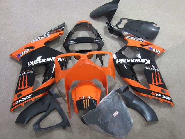 2003-2004 Orange Black Monster Kawasaki ZX6R Motorcycle Fairings Australia