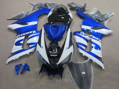 2005-2006 Blue White Black Kawasaki ZX6R Motorcycle Fairings Australia