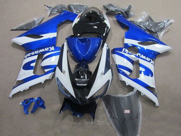 2005-2006 Blue White Black Kawasaki ZX6R Motorcycle Fairings Australia
