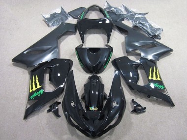2005-2006 Glossy Black Yellow Monster Kawasaki ZX6R Motorcycle Fairing Australia