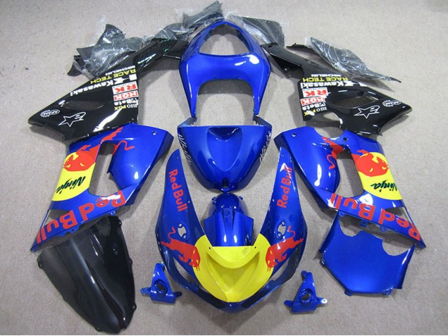 2005-2006 Blue Yellow Black Red Bull Kawasaki ZX6R Motorcycle Fairings Australia