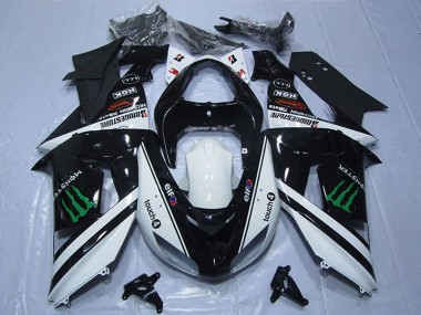 2007-2008 Black White Monster Touch4 Kawasaki ZX6R Motorcycle Fairings Australia