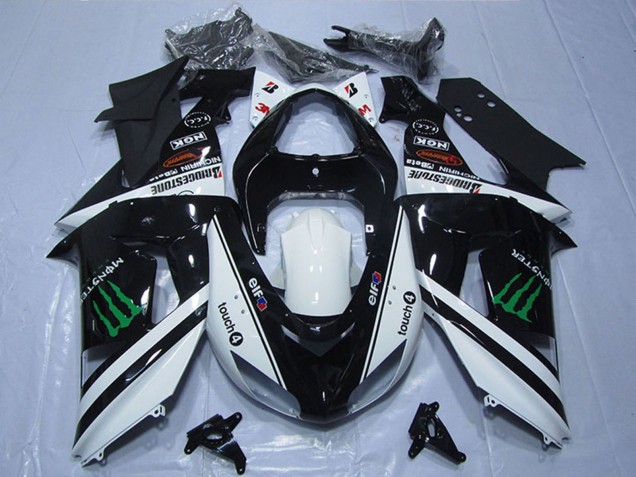 2007-2008 Black White Monster Touch4 Kawasaki ZX6R Motorcycle Fairings Australia
