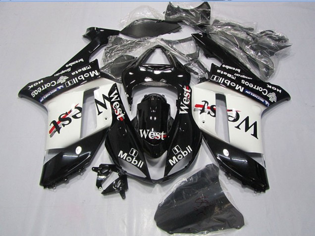 2007-2008 Black West Mobil Kawasaki ZX6R Motorcycle Fairings Australia