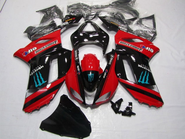 2007-2008 Red Black Monster Kawasaki ZX6R Motorcycle Fairings Australia