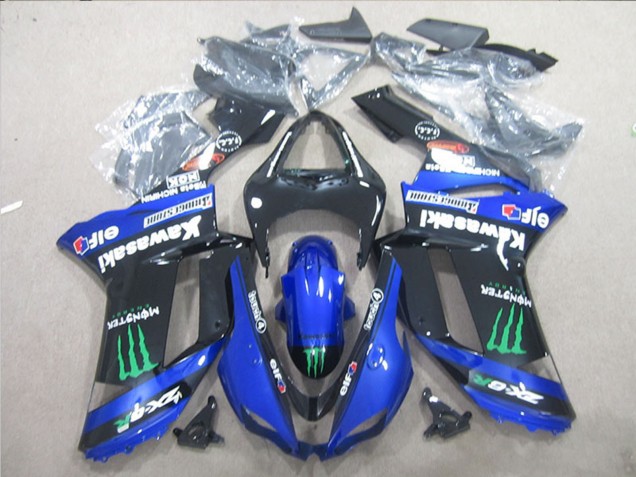 2007-2008 Black Blue Green Monster Kawasaki ZX6R Motorcycle Fairings Australia