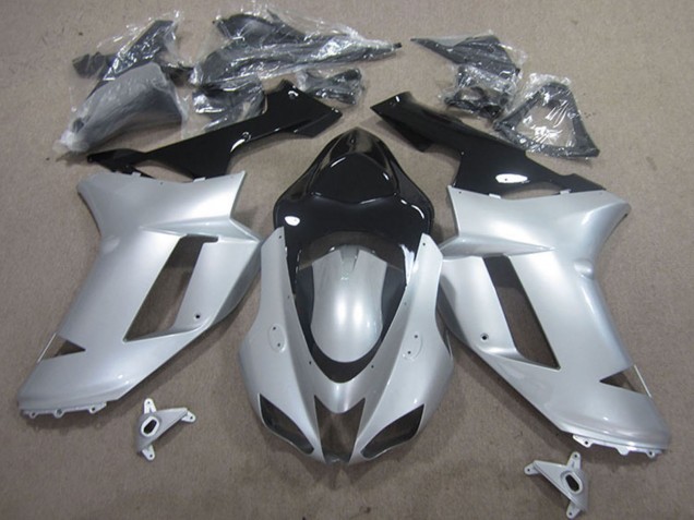 2007-2008 Silver Black Kawasaki ZX6R Motorcycle Fairings Australia