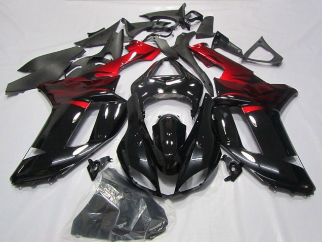 2007-2008 Black Red Kawasaki ZX6R Motorcycle Fairings Australia