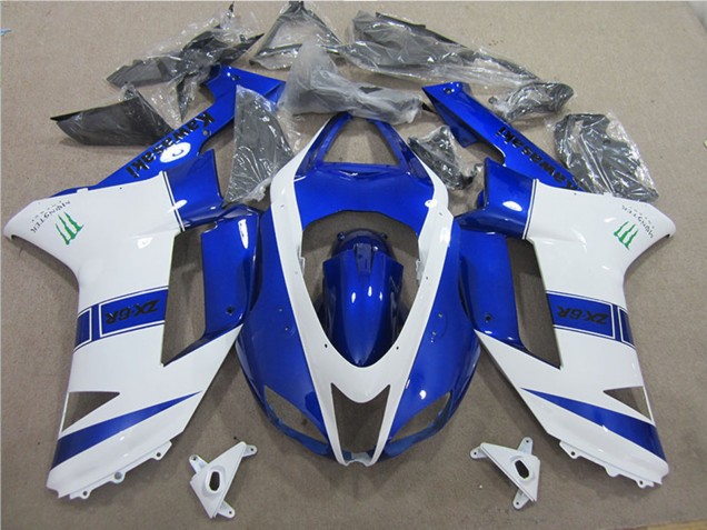 2007-2008 Blue White Monster Kawasaki ZX6R Motorcycle Fairings Australia