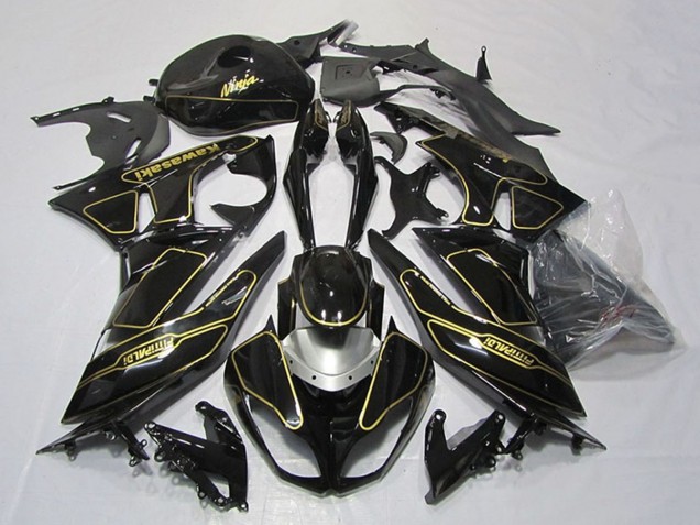 2009-2012 Glossy Black Silver Gold Kawasaki ZX6R Motorcycle Fairings Australia