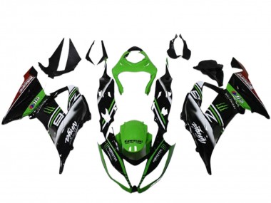 2013-2018 Green Black White Elf Monster Kawasaki ZX6R Motorcycle Fairings Australia