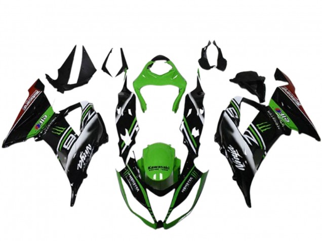 2013-2018 Green Black White Elf Monster Kawasaki ZX6R Motorcycle Fairings Australia